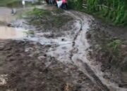 Ditimbun Material Lumpur dan Batu Sepanjang 300 Meter, Akses Jalan Simpang Negara Moyo Ulu Aer Putus Total