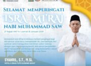 Dinas PUPR Sumbawa Bara Mengucapkan Selamat memperingati Isra Mi’raj Nabi Muhammad 27 Rajab 1447 H / Jum’at 16 Januari 2026